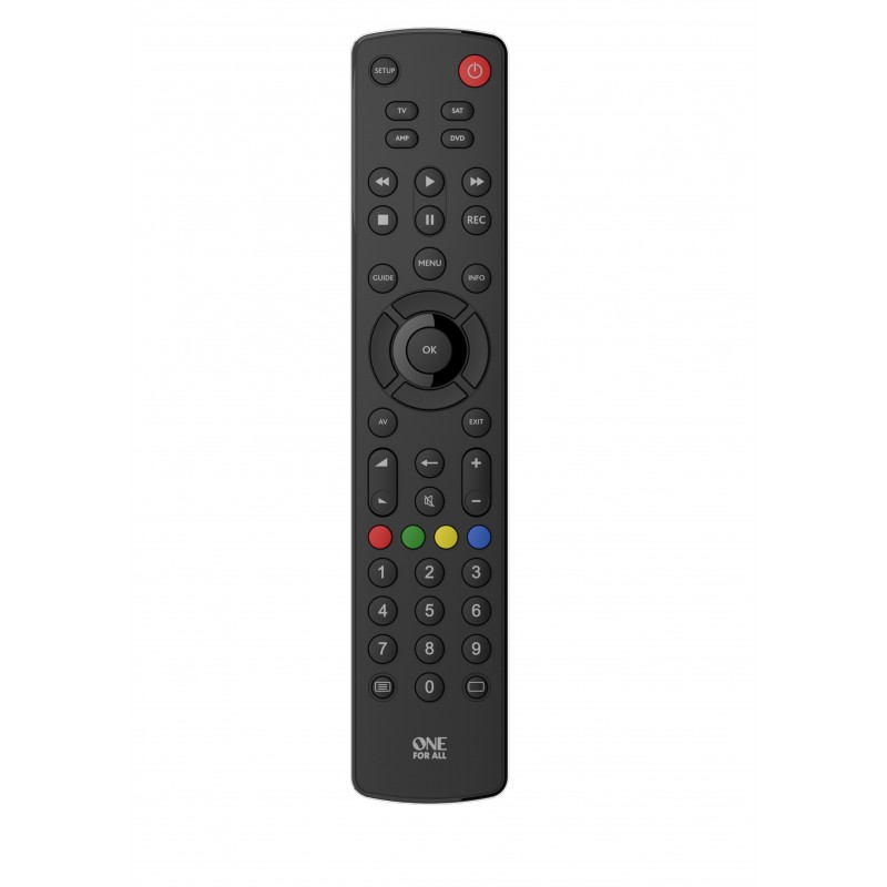 One For All Basic Contour 4 mando a distancia IR inalámbrico TV, Receptor de televisión, DVD Blu-ray, Altavoz para barra de