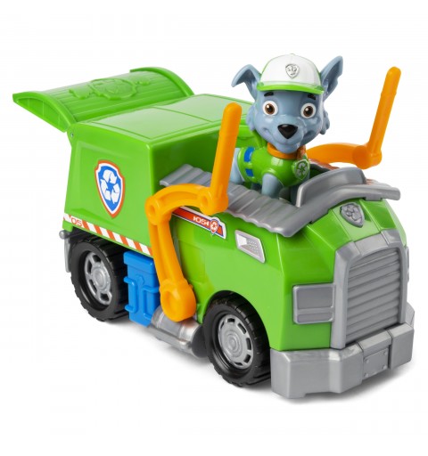 PAW Patrol , camion per la raccolta di rifiuti riciclabili di Rocky con personaggio da collezione, per bambini dai 3 anni in su