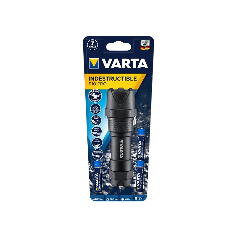 Varta INDESTRUCTIBLE F10 PRO Black Hand flashlight LED