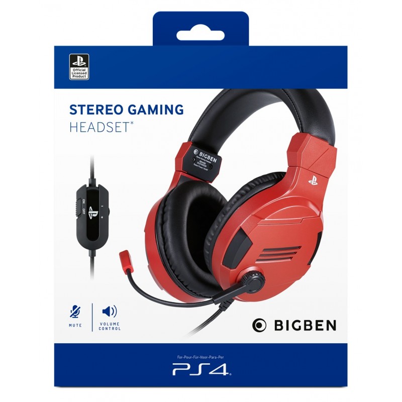 Bigben Interactive PS4OFHEADSETV3R écouteur casque Avec fil Arceau Jouer Rouge