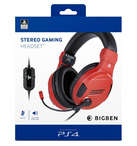 Bigben Interactive PS4OFHEADSETV3R auricular y casco Auriculares Alámbrico Diadema Juego Rojo