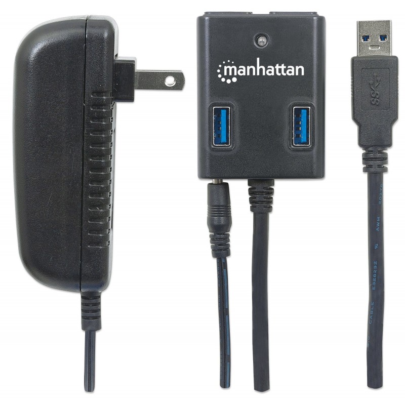 Manhattan 162302 hub di interfaccia USB 3.2 Gen 1 (3.1 Gen 1) Type-A 5000 Mbit s Nero