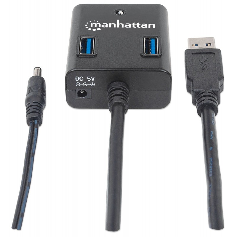 Manhattan 162302 hub di interfaccia USB 3.2 Gen 1 (3.1 Gen 1) Type-A 5000 Mbit s Nero