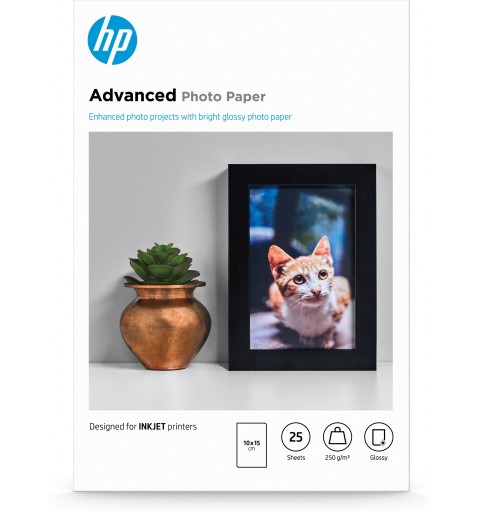 HP Papier photo Advanced à finition brillante sans bordure (25 feuilles, 10 x 15 cm)