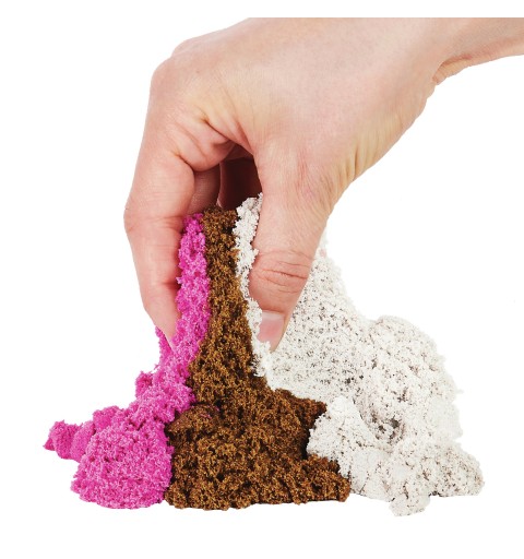 Kinetic Sand - ARENA MÁGICA - SET DELICIAS HELADAS - 454g de Arena de 3 Aromas y 6 Herramientas - Kit Manualidades Niños -