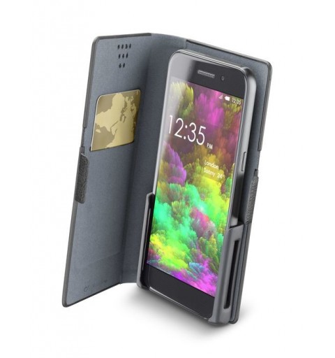 Cellularline Slide & Click - Smartphones fino a 5.4 " Custodia a libro multicompatibile effetto pelle Nero