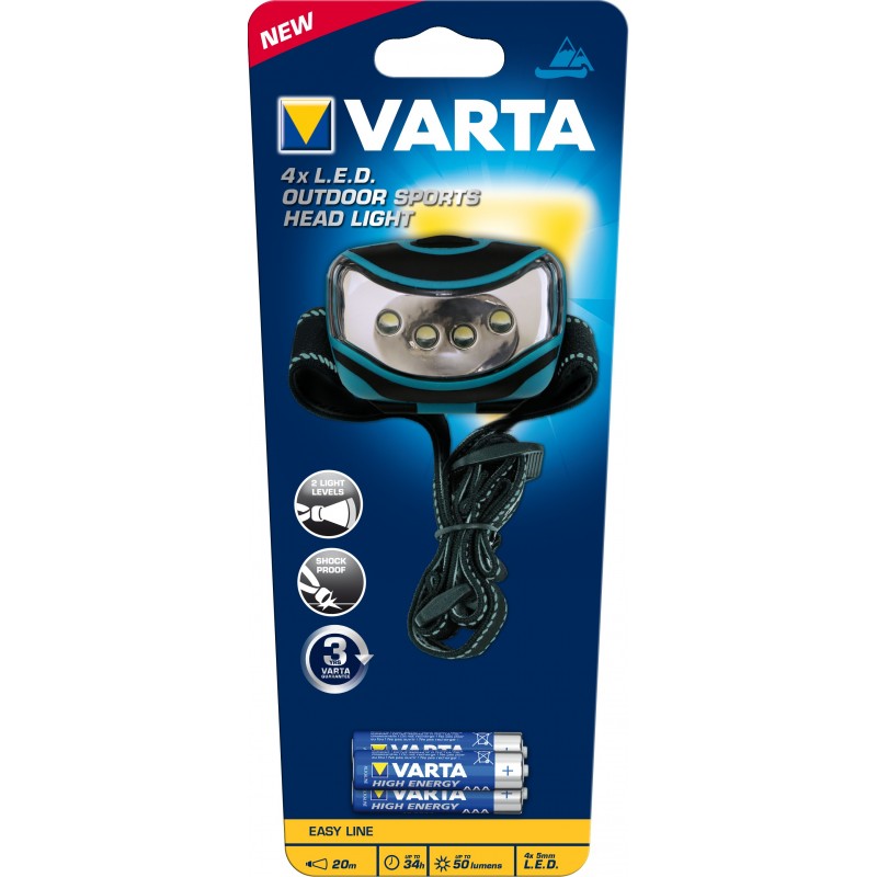 Varta 16630 101 421 linterna Negro, Azul Linterna con cinta para cabeza LED