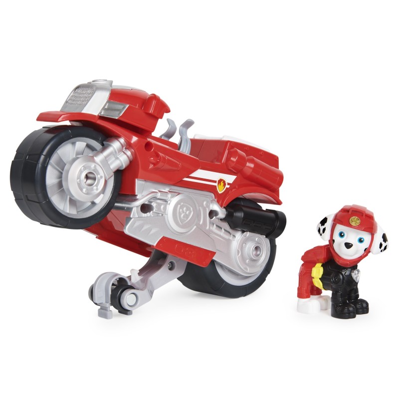 PAW Patrol Moto Pups Marshalls Motorrad mit Spielfigur, Fahrzeug mit Rückzugs- und Wheelie-Funktion, ab 3 Jahren, Basis