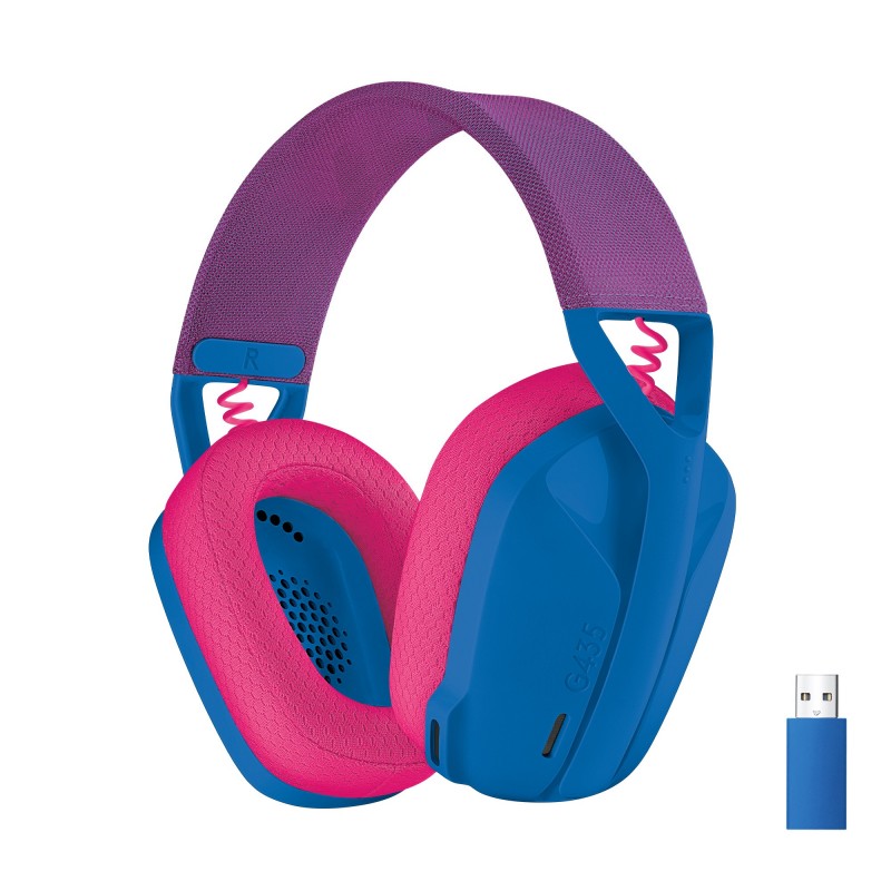 Logitech G Logitech G435 LIGHTSPEED Cuffie Gaming Wireless Bluetooth - Cuffie Over Ear Leggere, Microfoni Integrati, Batteria