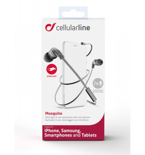 Cellularline Mosquito - Universale Auricolari in-ear leggeri dal suono pulito Nero