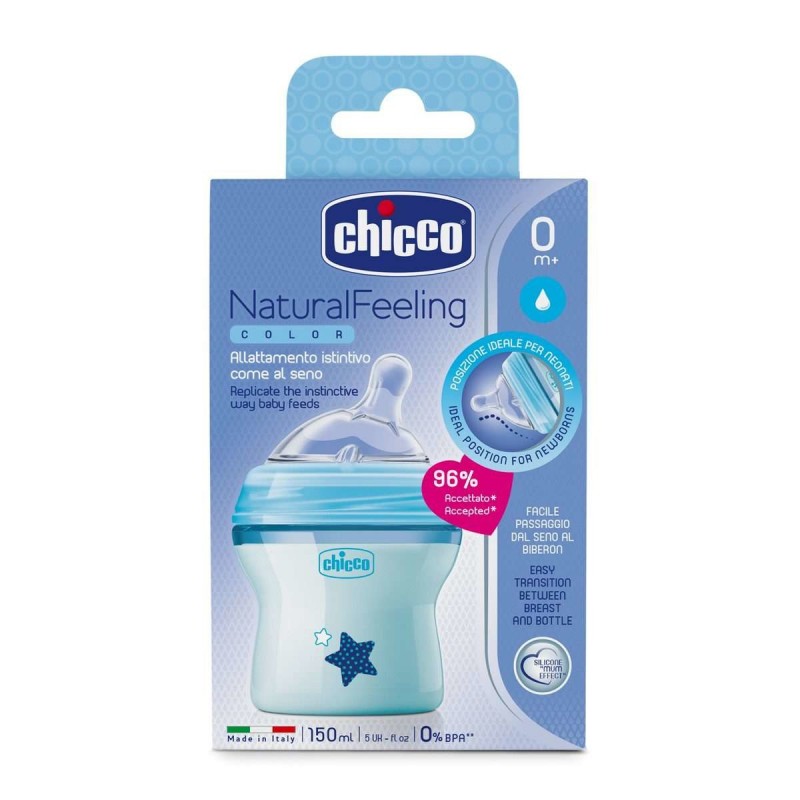 Chicco NaturalFeeling biberon 150 ml Plastica Blu