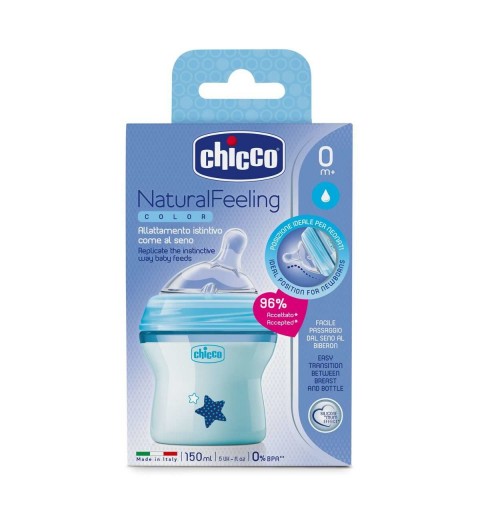 Chicco NaturalFeeling biberon 150 ml Plastica Blu