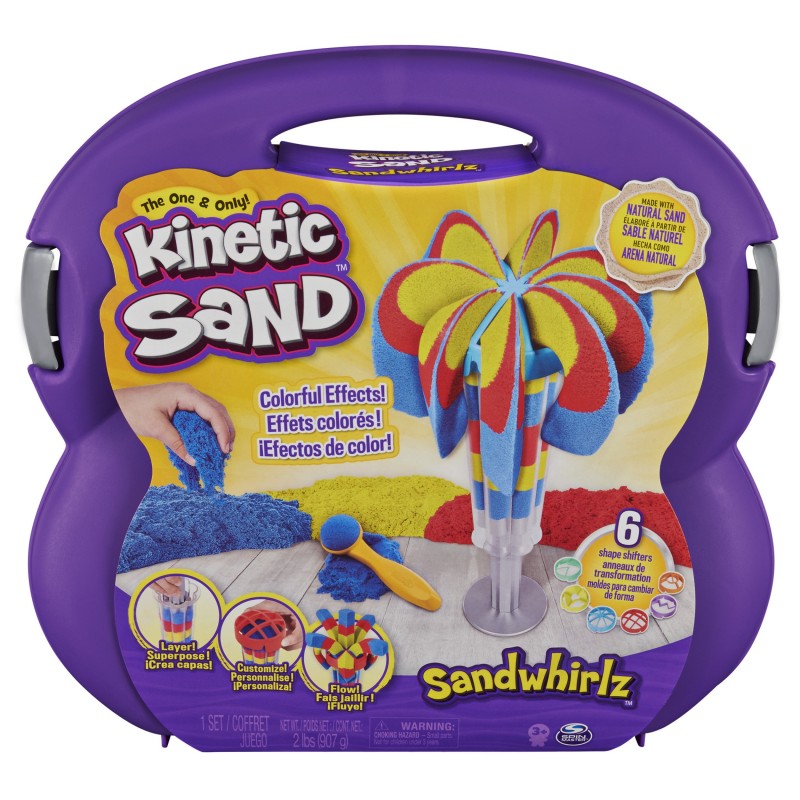 Kinetic Sand , escenario Sandwhirlz con 3 colores de (907 g) y más de 10 herramientas, para niños a partir de 3 años