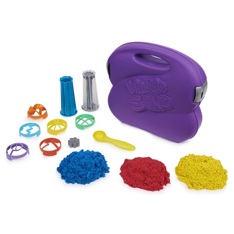 Kinetic Sand , escenario Sandwhirlz con 3 colores de (907 g) y más de 10 herramientas, para niños a partir de 3 años