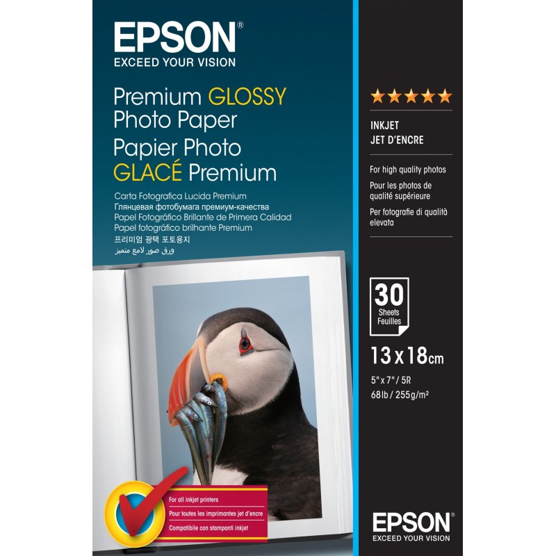 Epson Premium Glossy Photo Paper - 13x18cm - 30 Sheets