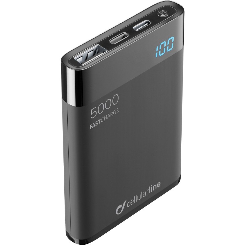 Cellularline FreePower Manta HD 5000i - Lightning Caricabatterie portatile ultrapiccolo con celle ad alta densità Nero