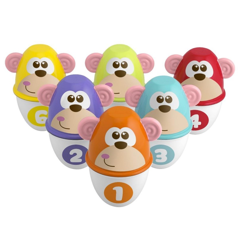 Chicco Monkey Strike 6 Birilli Bowling Bambini