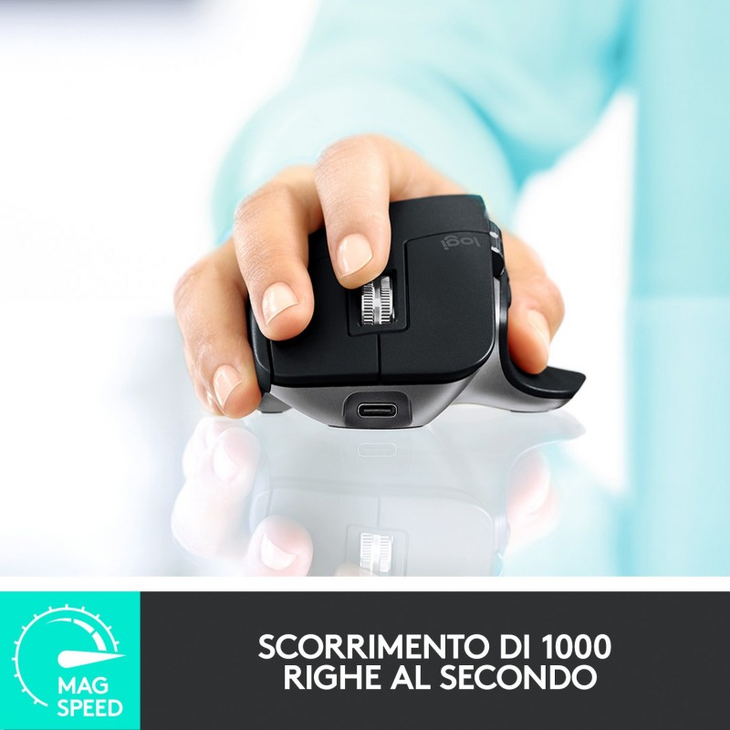 Logitech MX Master 3 – Mouse Wireless Avanzato per Mac, Scorrimento Rapido, Design Ergonomico, 4000 DPI, Personalizzabile,