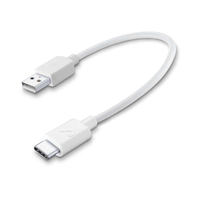 Cellularline USB Cable Portable - USB-C Cavo da USB a USB-C per la ricarica e sincronizzazione dati Bianco