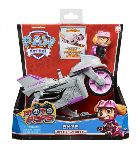 PAW Patrol Moto Pups Skyes Motorrad mit Spielfigur, Fahrzeug mit Rückzugs- und Wheelie-Funktion, ab 3 Jahren, Basis Fahrzeug