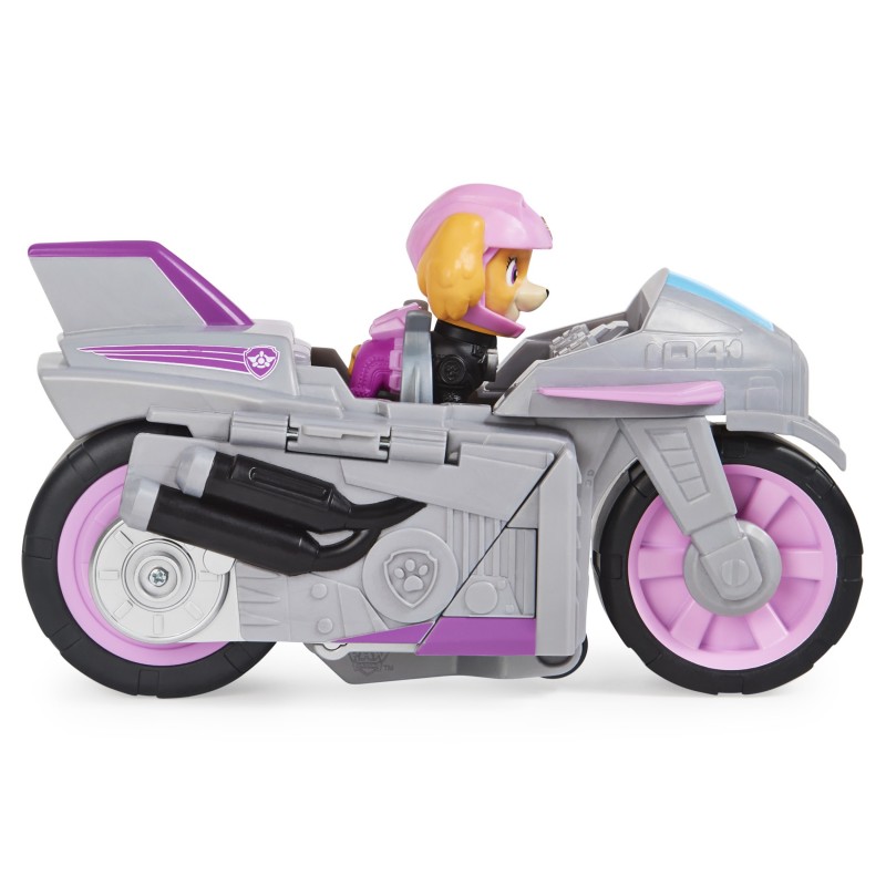 PAW Patrol Moto Pups Skyes Motorrad mit Spielfigur, Fahrzeug mit Rückzugs- und Wheelie-Funktion, ab 3 Jahren, Basis Fahrzeug
