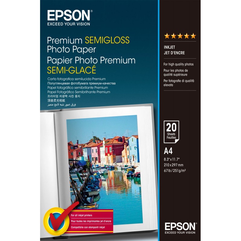 Epson Premium Semi-Gloss Photo Paper - A4 - 20 Sheets