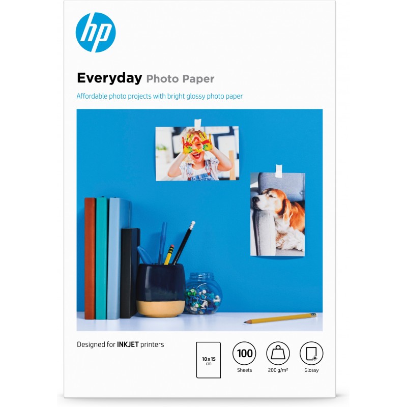 HP Papel fotográfico brillante Everyday - 100 hojas 10 x 15 cm