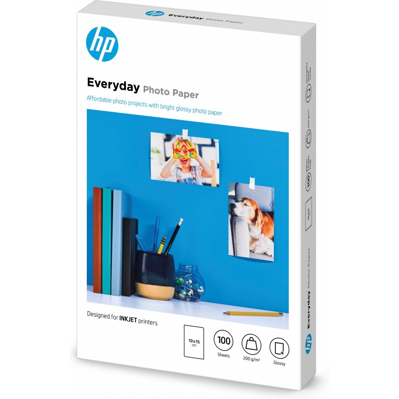 HP Papel fotográfico brillante Everyday - 100 hojas 10 x 15 cm