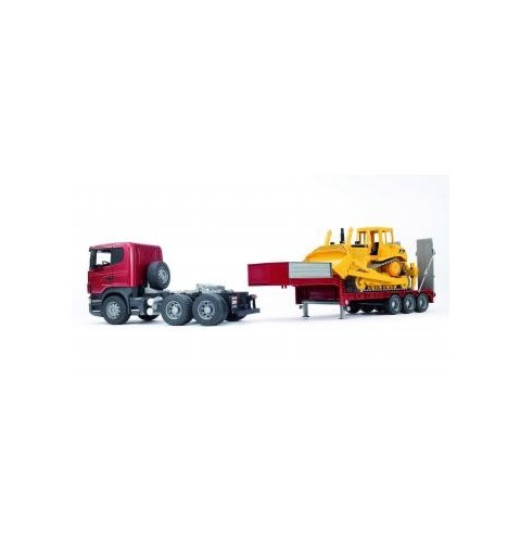 BRUDER SCANIA R-series Low loader truck, CAT Bulldozer