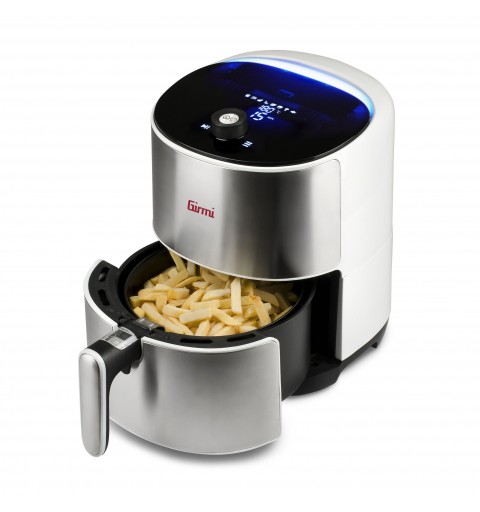 Girmi FG95 Unique 3,2 L Autonome 1500 W Friteuse d’air chaud Acier satin, Blanc