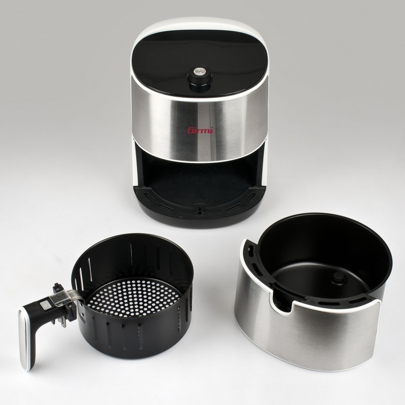 Girmi FG95 Unique 3,2 L Autonome 1500 W Friteuse d’air chaud Acier satin, Blanc