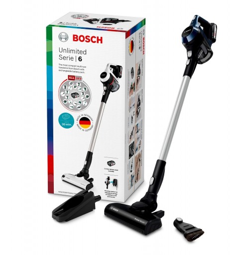 Bosch Serie 6 BBS611PCK aspirapolvere senza filo Blu, Argento Senza sacchetto