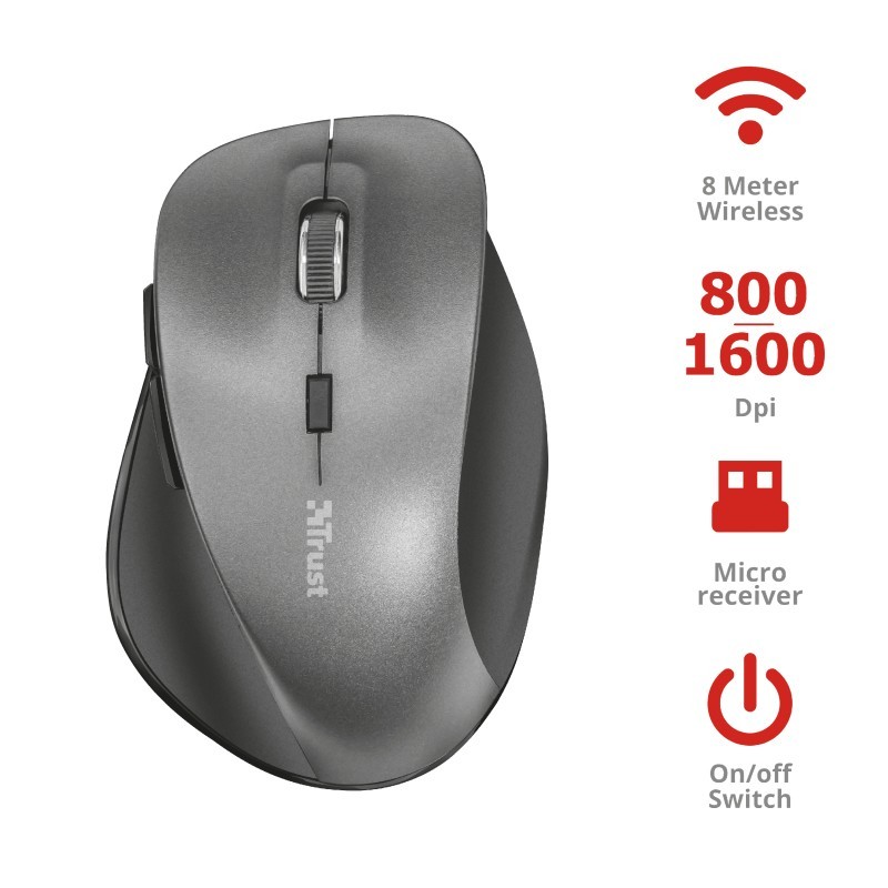 Trust Ravan mouse Mano destra RF Wireless Ottico 1600 DPI