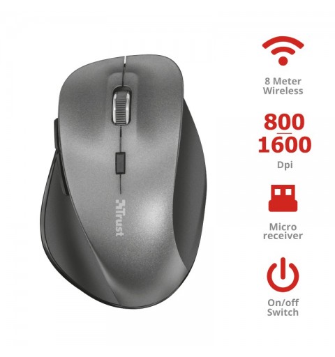 Trust Ravan mouse Mano destra RF Wireless Ottico 1600 DPI