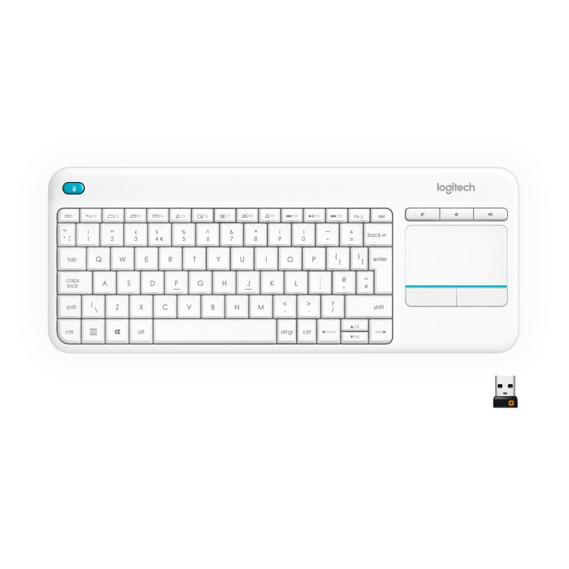 Logitech Wireless Touch Keyboard K400 Plus clavier RF sans fil QWERTY Italien Blanc