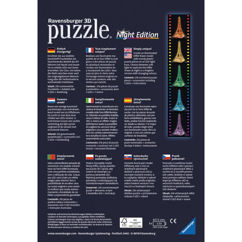 Ravensburger Eiffelturm bei Nacht 3D-Puzzle