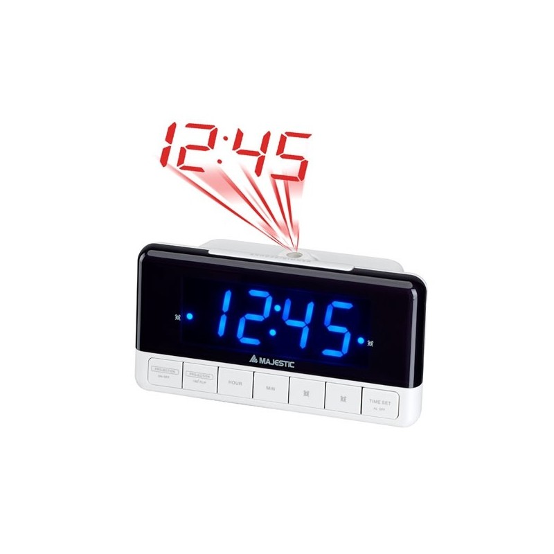 New Majestic SVE-337P Reloj despertador digital Negro, Blanco