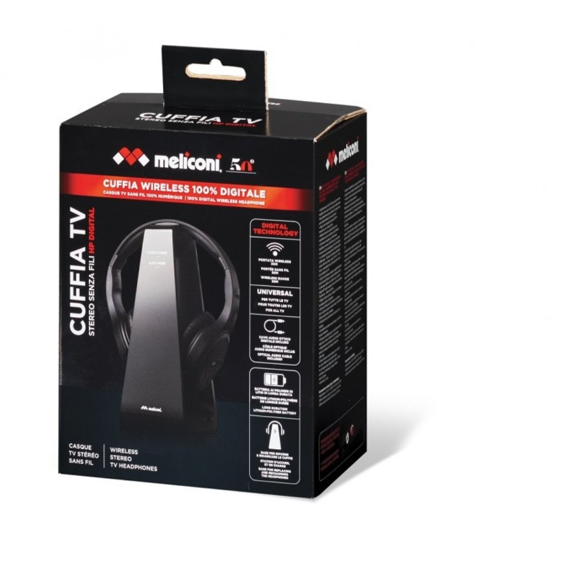 Meliconi HP Digital Auriculares Inalámbrico Diadema Música Negro