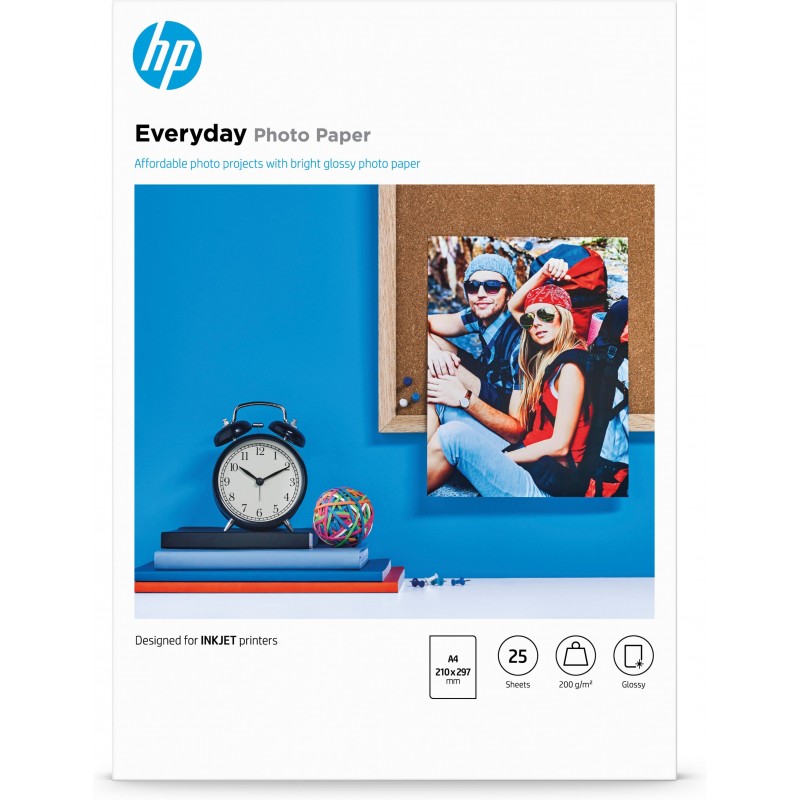 HP Confezione da 25 fogli carta fotografica lucida Everyday A4 210 x 297 mm