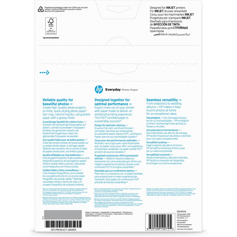 HP Everyday Glossy Photo Paper-25 sht A4 210 x 297 mm