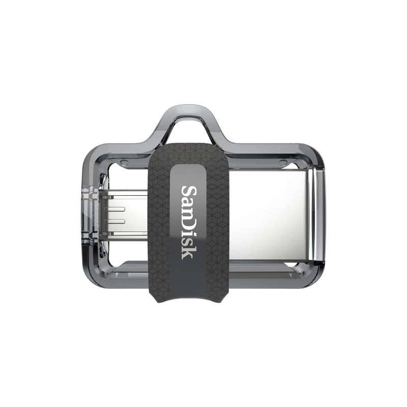 SanDisk Ultra Dual m3.0 lecteur USB flash 32 Go USB Type-A Micro-USB 3.2 Gen 1 (3.1 Gen 1) Noir, Argent, Transparent