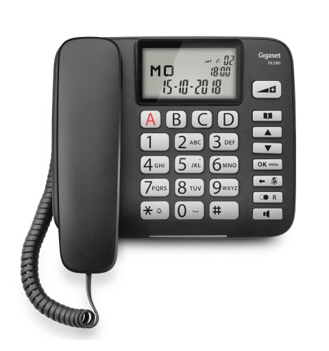 Gigaset DL580 téléphone Téléphone analogique Identification de l'appelant Noir