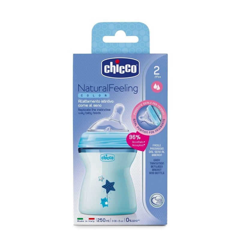 Chicco NaturalFeeling Babyflasche 250 ml Blau