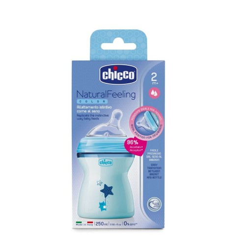 Chicco NaturalFeeling Babyflasche 250 ml Blau