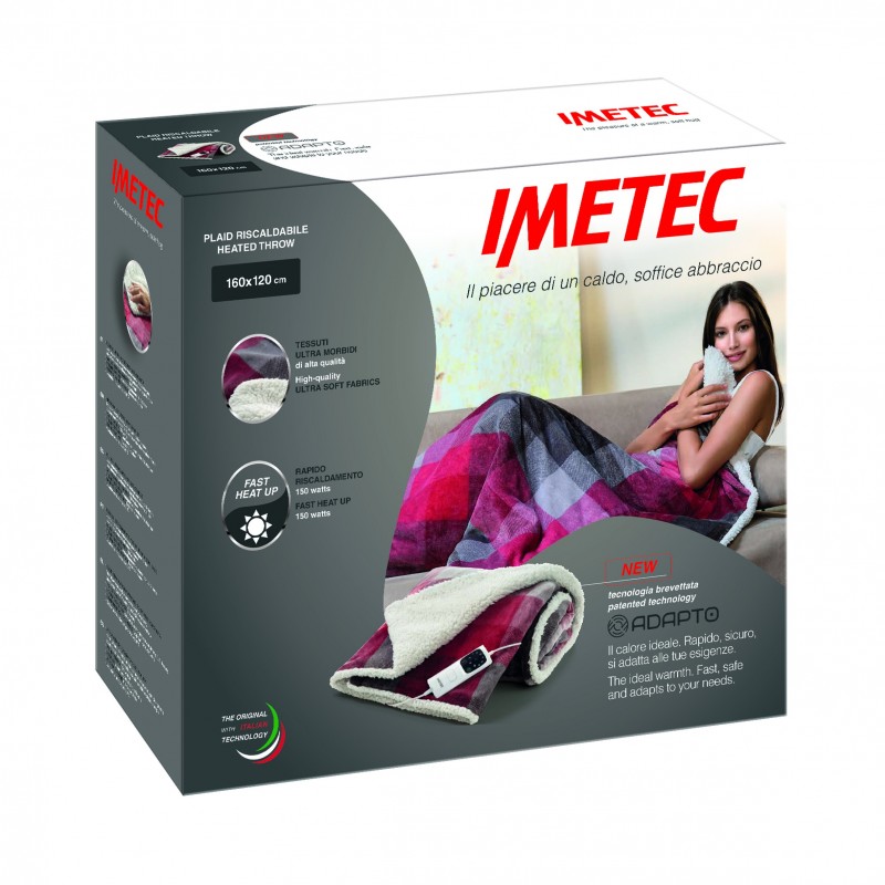 Imetec 16715 couverture et coussin chauffant Couverture chauffante 150 W Multicolore Velours