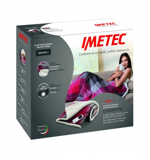 Imetec 16715 couverture et coussin chauffant Couverture chauffante 150 W Multicolore Velours