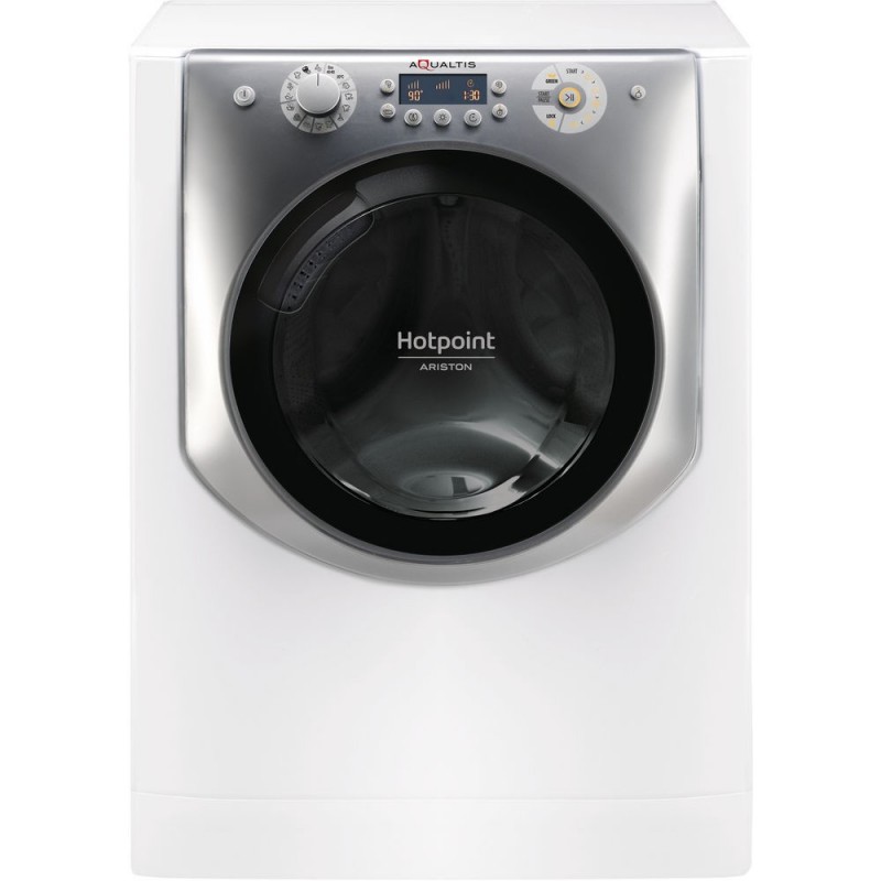 Hotpoint AQD972F 697 EU N machine à laver avec sèche linge Autoportante Charge avant Argent, Blanc E