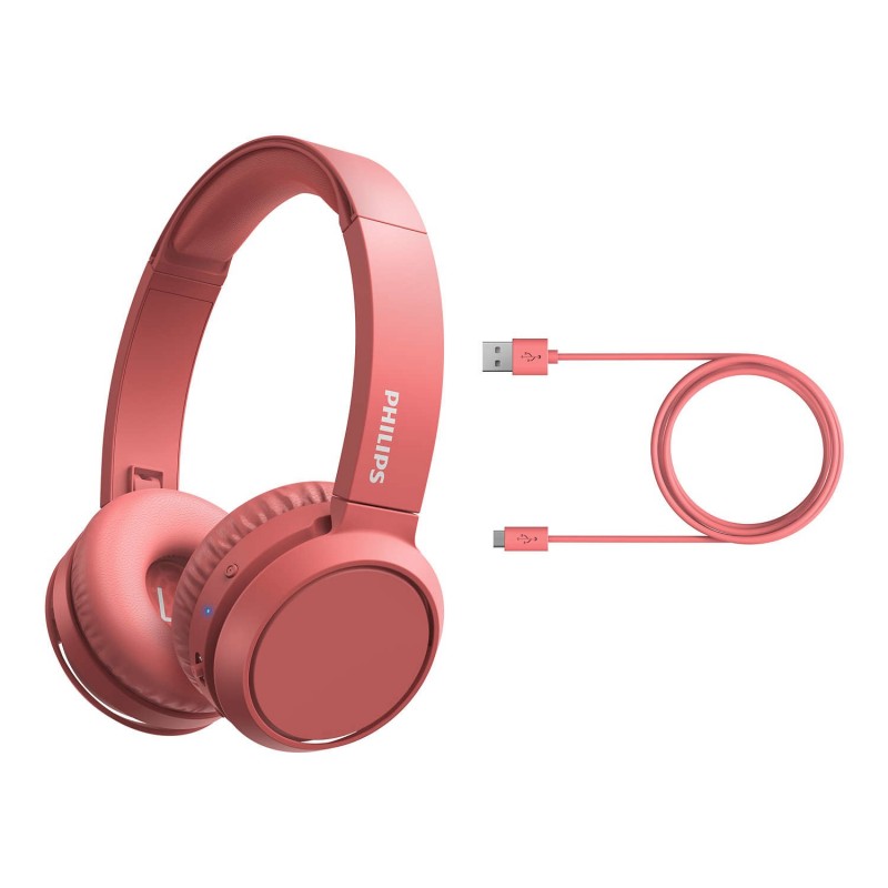 Philips 4000 series TAH4205RD 00 headphones headset Wireless Head-band Calls Music USB Type-C Bluetooth Red