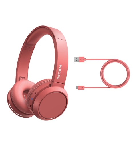 Philips 4000 series TAH4205RD 00 headphones headset Wireless Head-band Calls Music USB Type-C Bluetooth Red