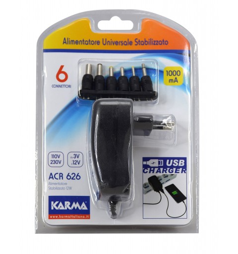Karma Italiana ACR 626 adaptateur de puissance & onduleur Intérieure 12 W Noir